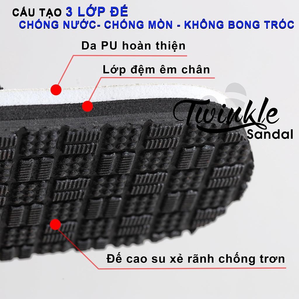 Dép sandal Nữ quai da mềm Đế bệt Cao Su ôm chân mã D660