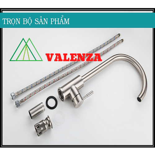 Vòi rửa chén bát nóng lạnh inox sus304 Valenza CN01-Tặng dây cấp nước, áp lực nước mạnh.