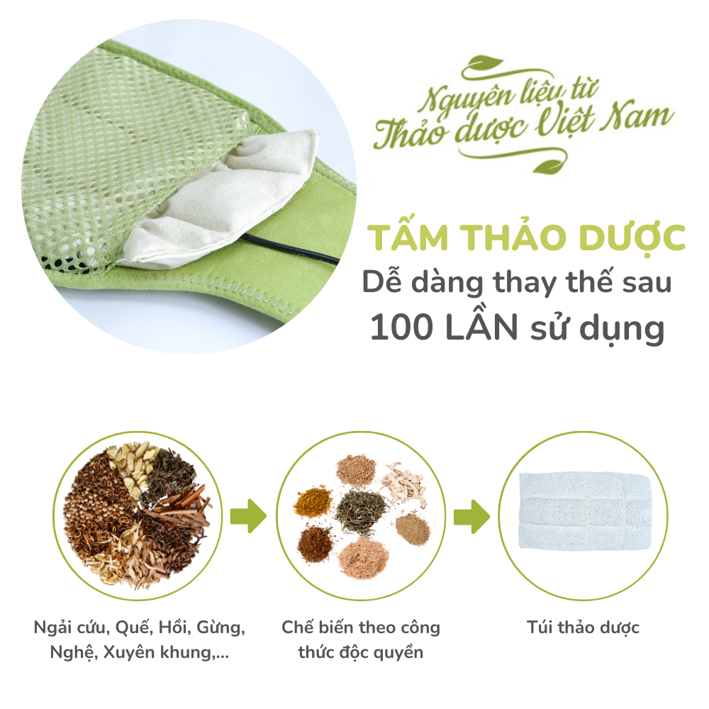 Bộ đai chườm nóng thảo dược giảm đau cổ gáy dùng điện - Hapaku