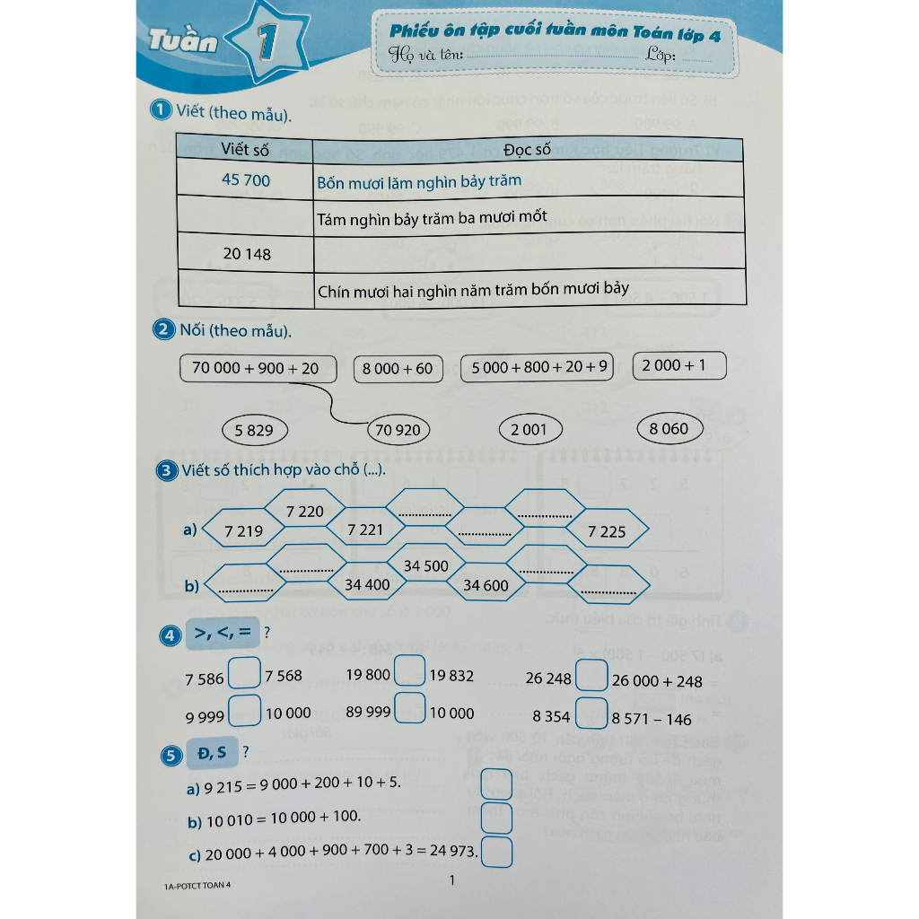 Sách - Phiếu ôn tập cuối tuần môn Toán lớp 4 (Theo SGK Kết nối tri thức với cuộc sống) (BT)