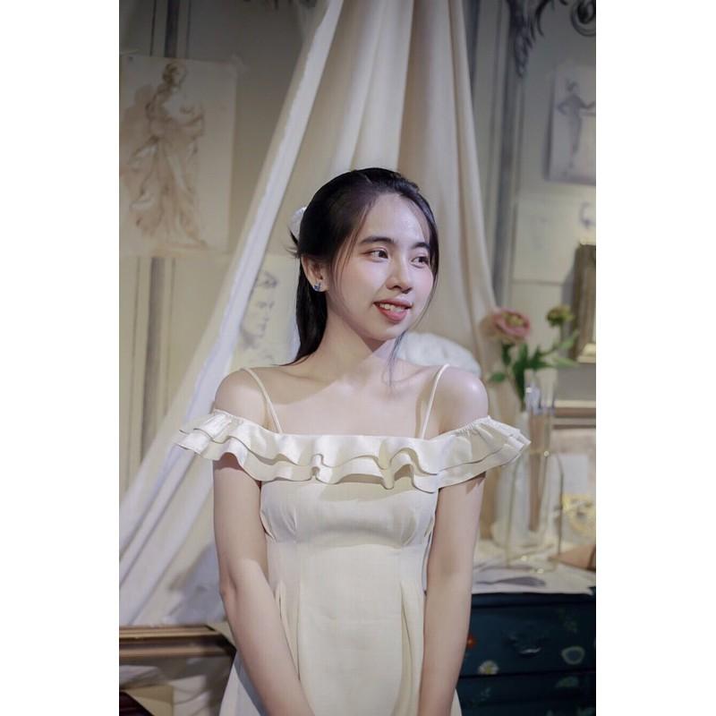 Đầm bèo nhún thiết kế màu xanh Mint Siêu Điệu Đà ẢNH THẬT