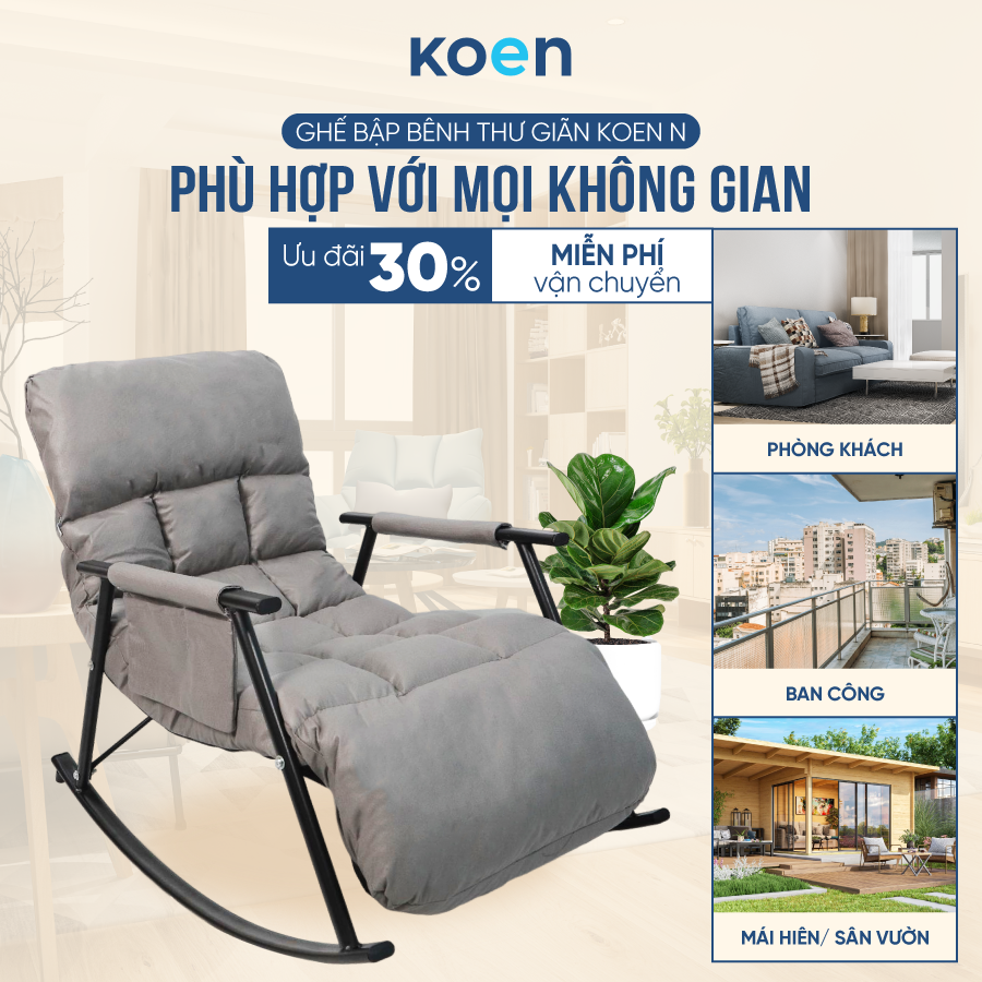 Ghế Bập Bênh Thư Giãn Koen- Ghế Bập Bênh Cho Bé ,Ghế Tựa Lưng Cho Người Lớn