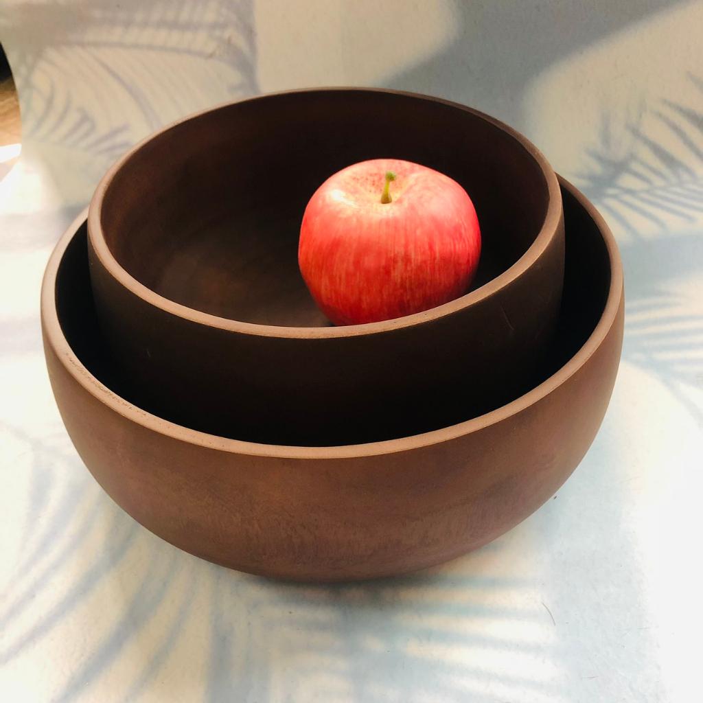 Bát/Tô Gỗ Keo Nâu Đen 25.5x9/19.5x9.5 cm, Bát Tô Làm Thủ Công, Bát Mukbang Ăn Mỳ, Soup, Trộn Salad, Decor