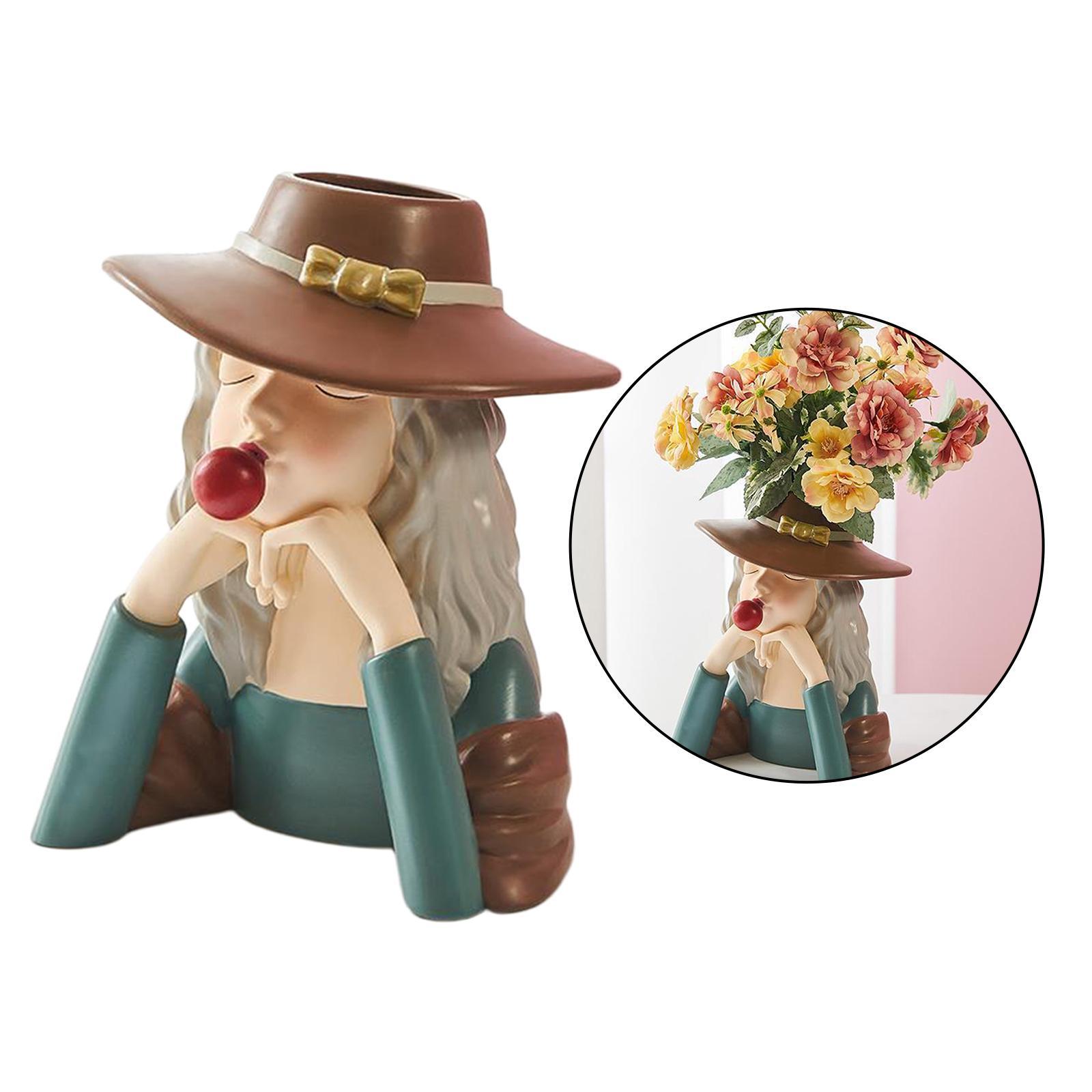 Blowing Gum Girl Flower Vase Ornaments Art Artificial Flower Dried Flowers Vase