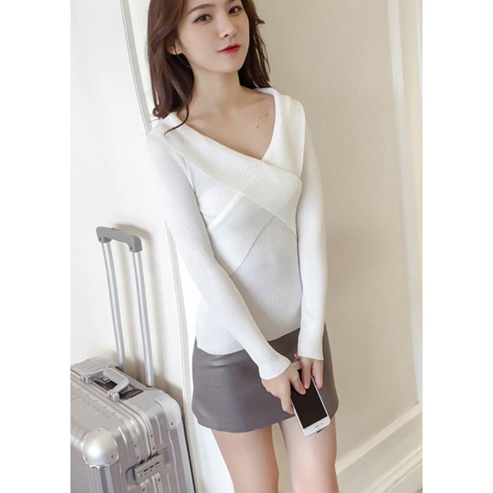 Áo len cổ tim 2 vạt xéo ALen20, chất len mềm mịn, hàng nhập Quảng Châu