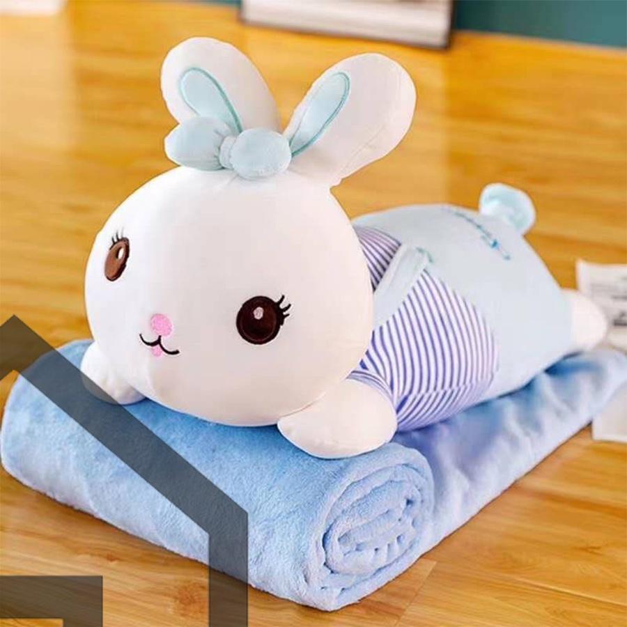 Thú Bông Cute có kèm chăn siêu mềm mịn chất vải miniso