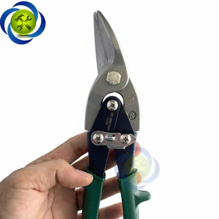 Kéo cắt tôn mũi cong phải Kingtony 74020 cán xanh dài 248mm