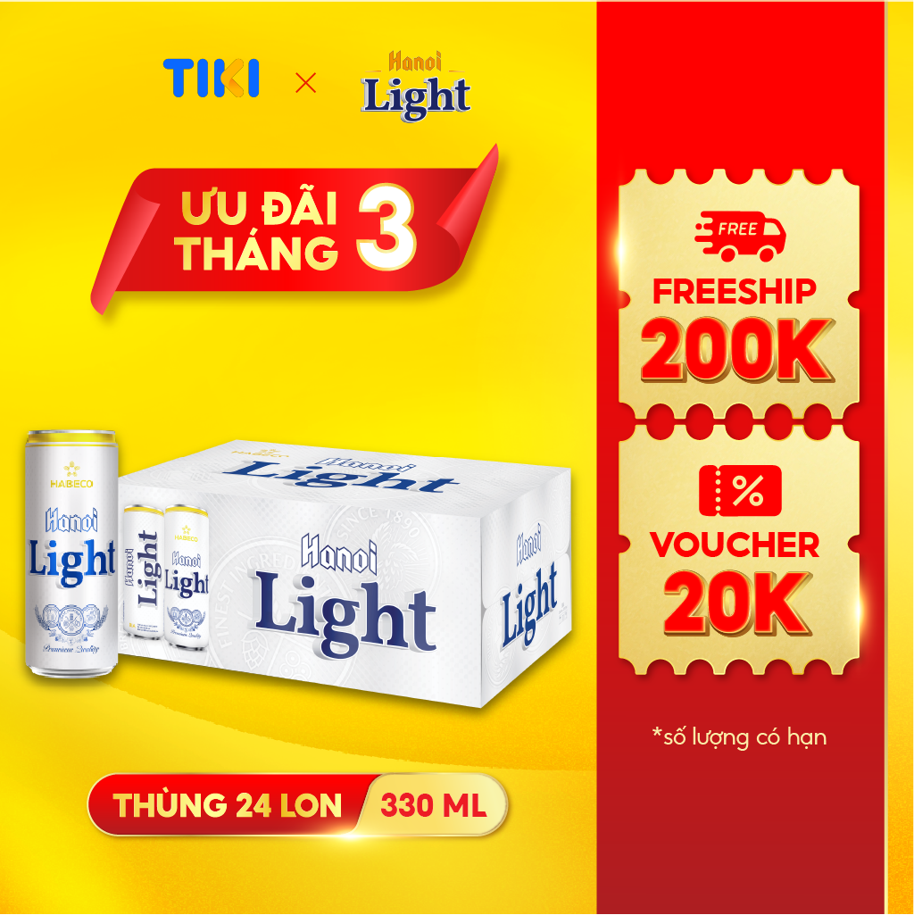 Bia Hanoi Light - Thùng 24 lon 330ml