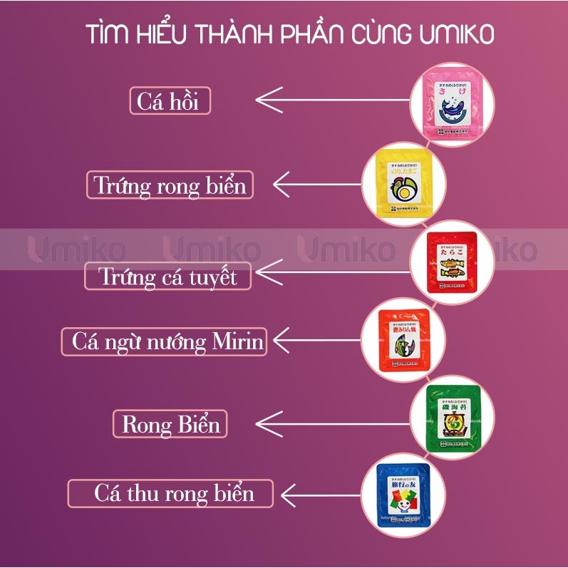 Gia Vị Rắc Cơm TANAKA FOODS Nhật Bản 6 vị (30 gói) Đồ Ăn Dặm An Toàn Cho Bé.