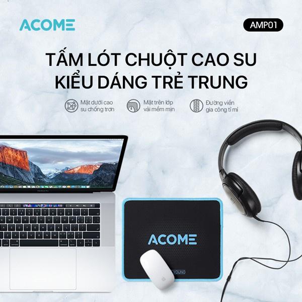 Miếng Lót Chuột Vải Bề Mặt Cao Su Chống Trơn ACOME Kích Thước 22 x 18 cm - Hàng Chính Hãng