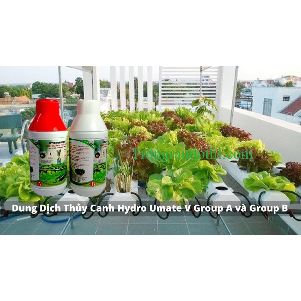 Bộ 2 chai dung dịch thủy canh rau ăn lá cao cấp HydroUmat V, dung dịch thủy canh Gia Viên