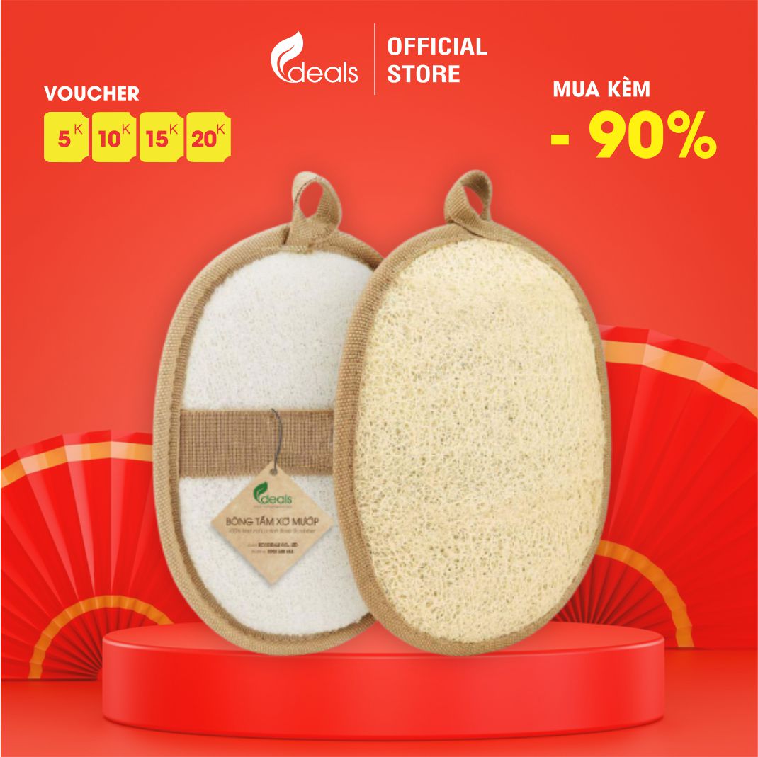 Bông Tắm Xơ Mướp Cao Cấp ECODEALS 100% Xơ Mướp Hữu Cơ - Xơ mướp loại 1, làm sạch cơ thể, tẩy da chết, massage linh hoạt - 1 cái - KT 11 x 16cm