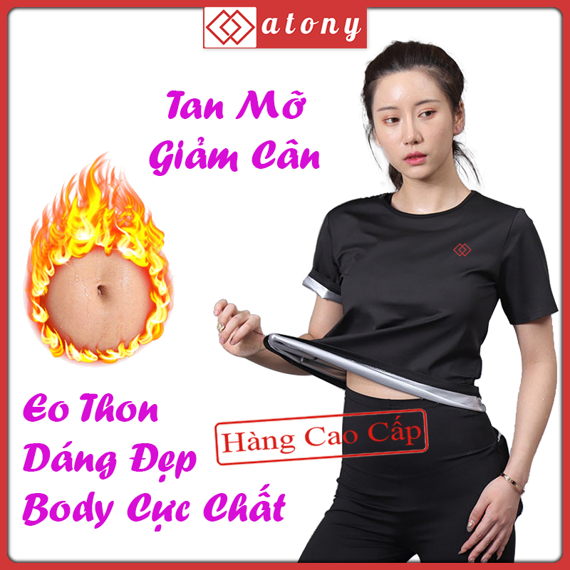 Áo Giảm Mỡ Bụng ATONY Chính Hãng Cho Nữ, Sinh Nhiệt, Đổ Mồ Hôi, Đánh Tan Mỡ Thừa, Tráng Nano Bạc Nhật Bản Hỗ Trợ Tập Gym, Fitness, Yoga