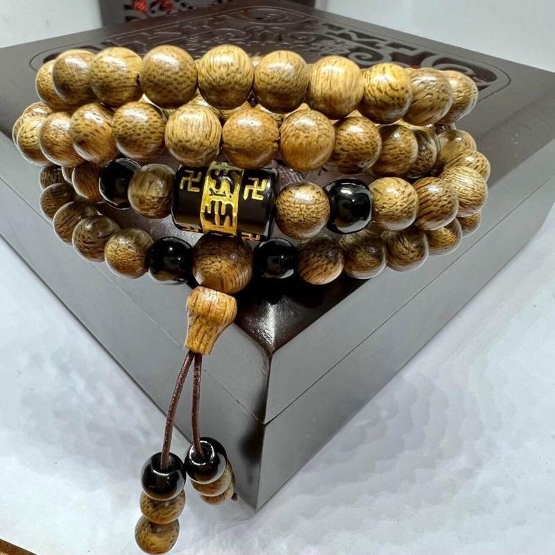 Vòng tay 108 hạt mix charm đá màu