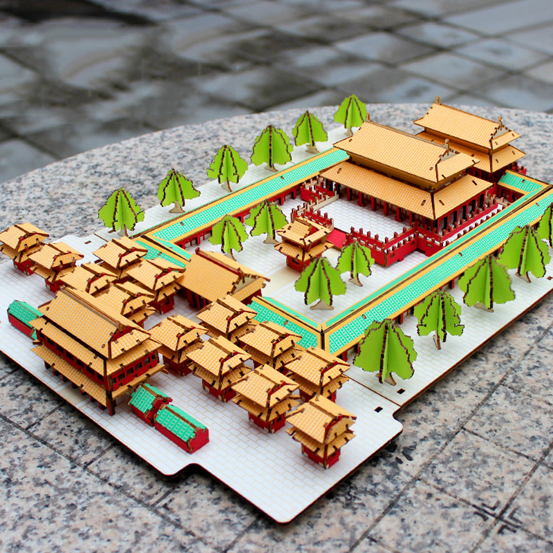 Đồ chơi lắp ghép gỗ 3D Mô hình Đền thờ Khổng Tử Confucian Temple HF09 Laser