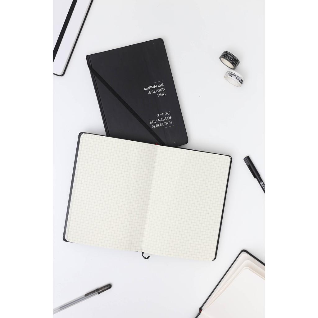 Sổ tay A7 Grid Đen Crabit - The Black Book 130GSM - Sổ tay bìa cứng ô vuông ghi chép, làm bullet journal - Sổ Minimalism