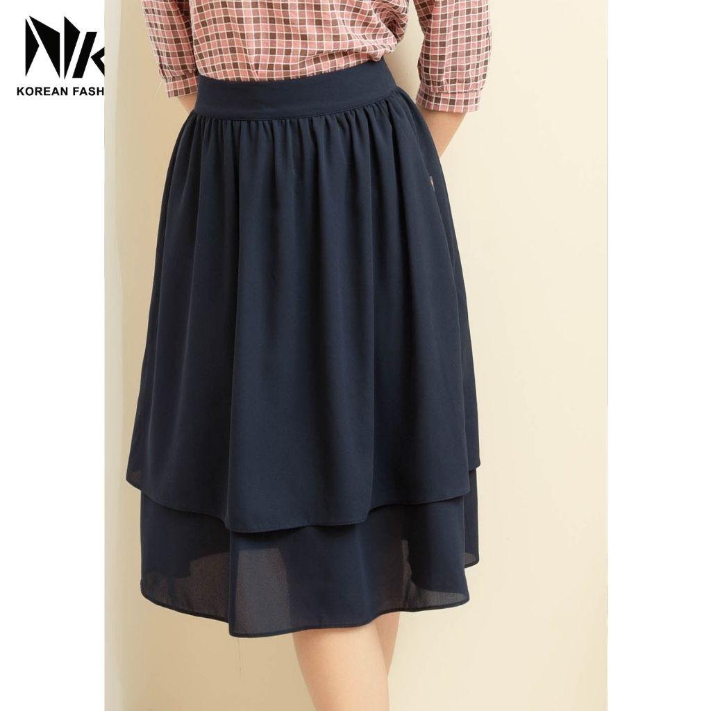 Chân Váy Thiết Kế Công Sở NK FASHION Dáng Xoè, Thiết Kế Hai Tầng, Chất Liệu Nhập Hàn Mềm Mịn, Thoáng Mát NKCV2103002