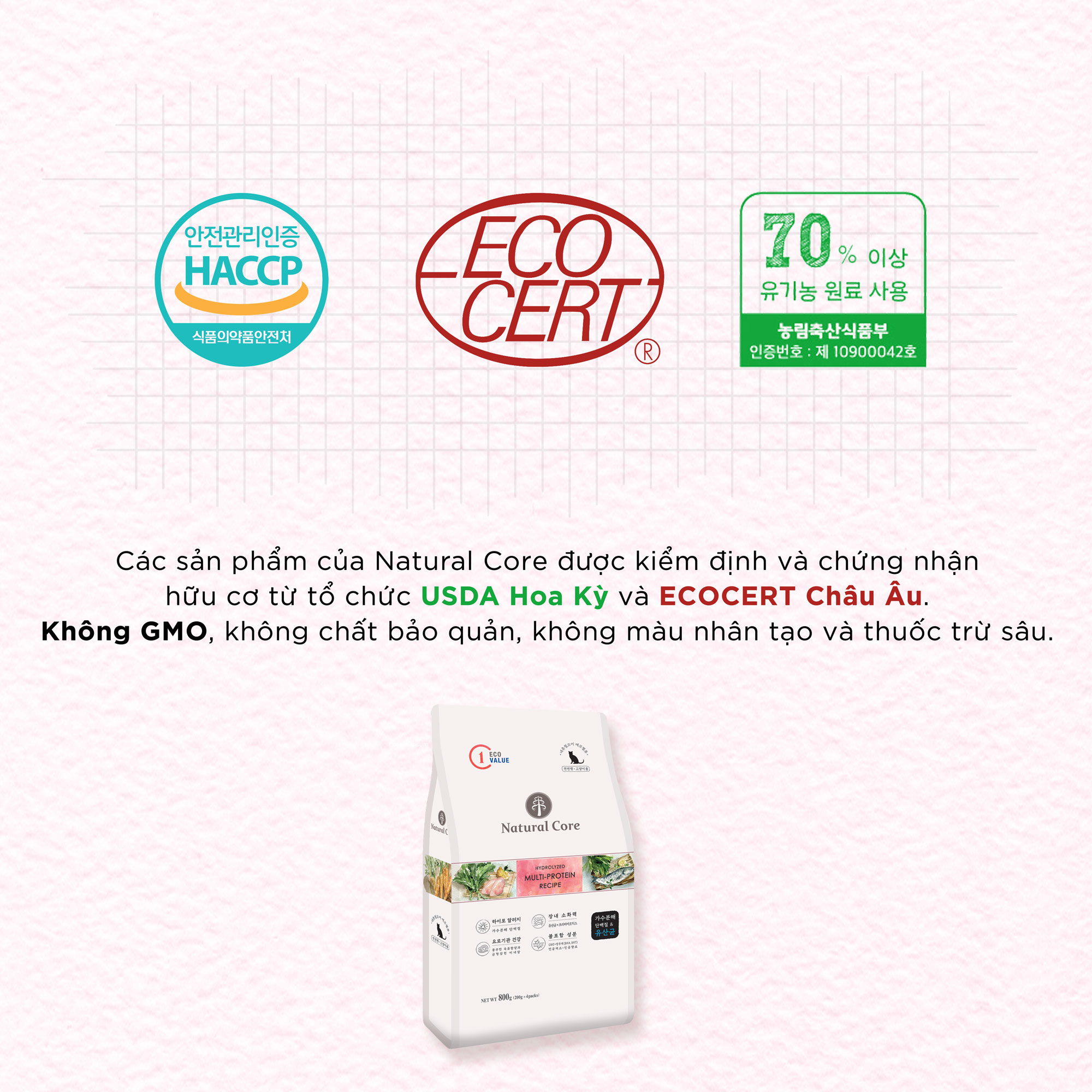 Thức ăn hạt hữu cơ đa đạm cho mèo Natural Core C1 | Protein chất lượng cao | Tăng cường hấp thụ và tiêu hoá