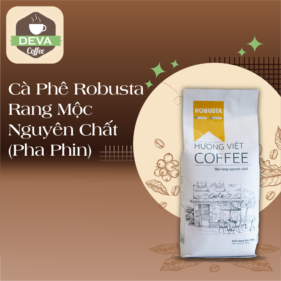 Cà Phê Robusta Rang Mộc Nguyên Chất 500 gram