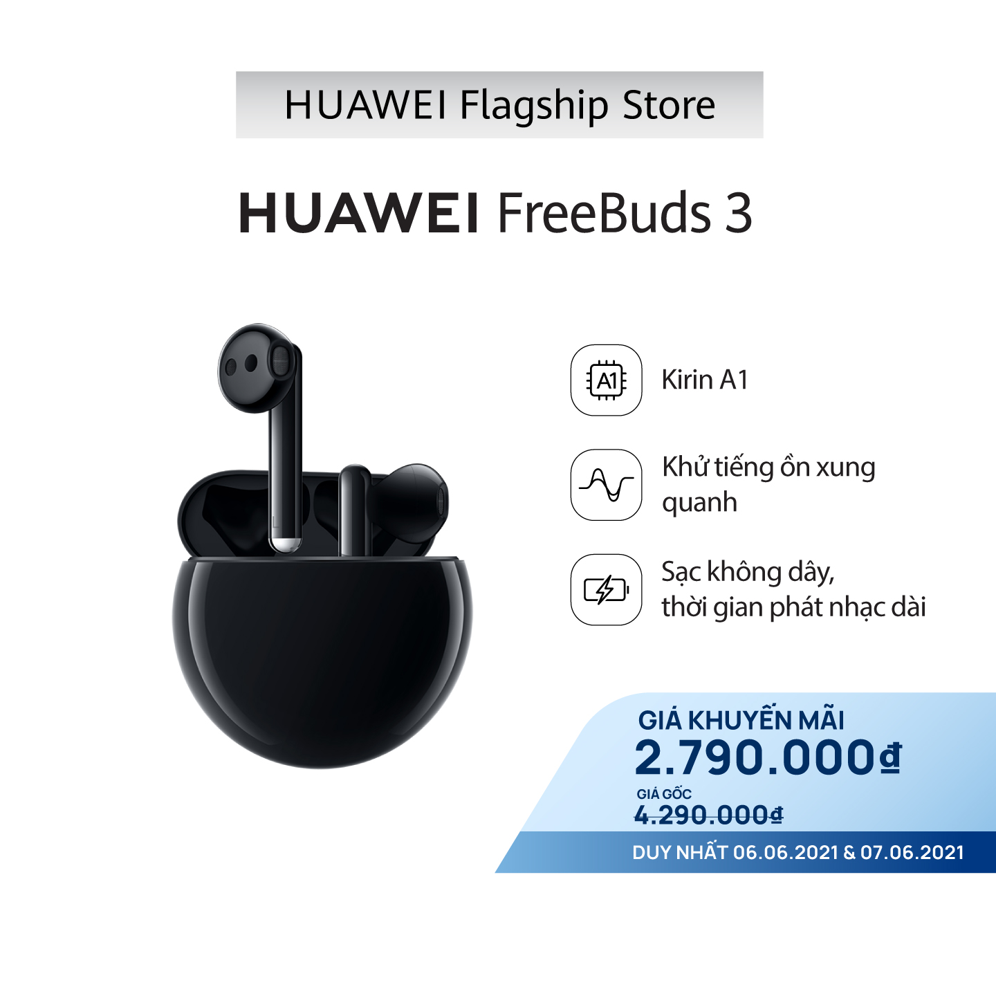 Tai nghe Bluetooth Huawei FreeBuds 3 - Hàng Phân Phối Chính Hãng