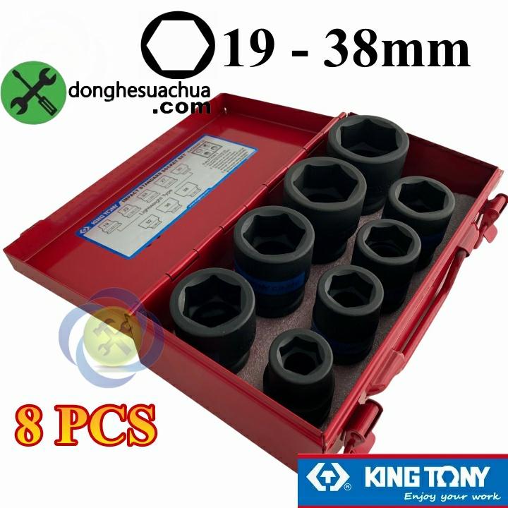 Bộ tuýp 3/4 đen ngắn 8 chi tiết Kingtony 6408MP10 (19mm- 38mm)