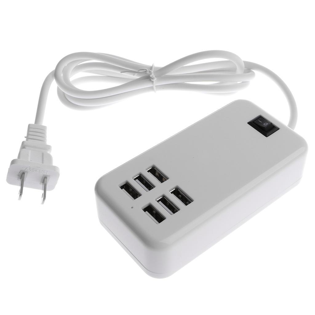 6-Port USB Desktop Charging Station Hub Wall Charger Power Adapter US White