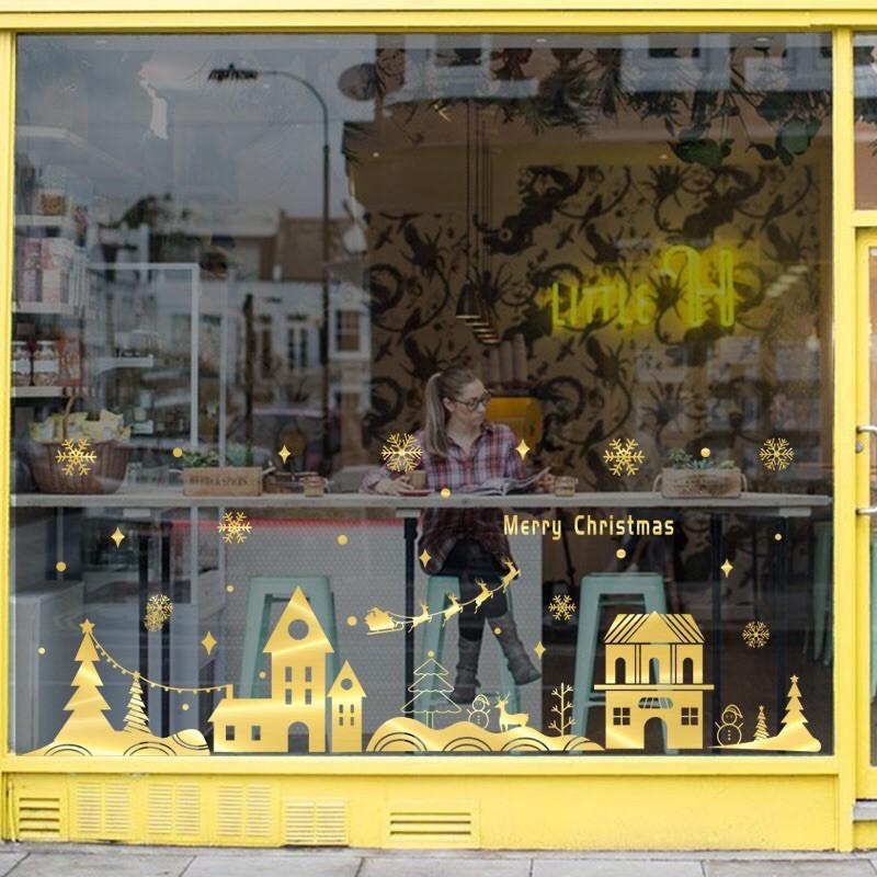 Decal trang trí Noel - Thành phố Ánh vàng cao cấp