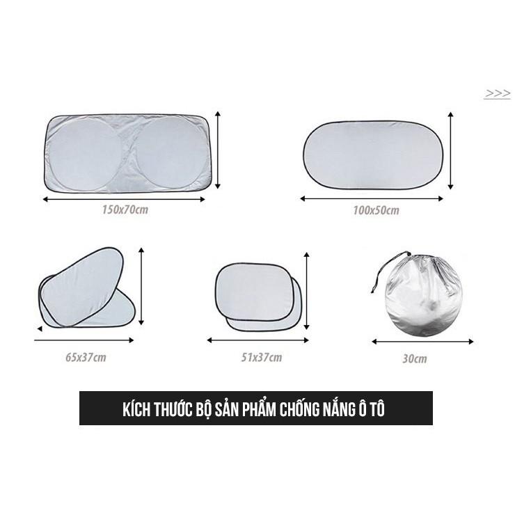Rèm chắn nắng cho Ô tô Bộ 6 tấm chắn nắng cho cửa sổ xe hơi tráng bạc phản quang tia UV siêu bền