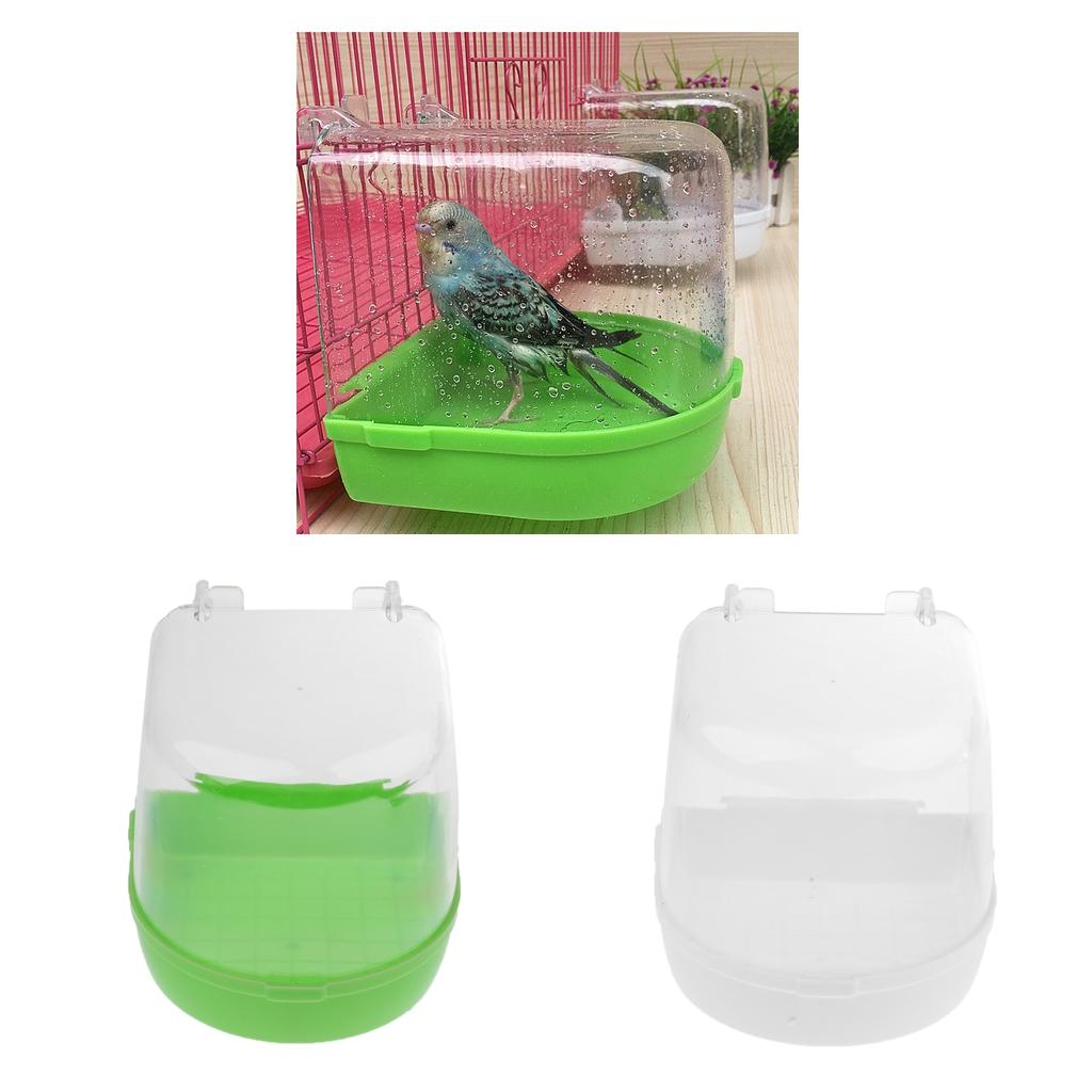 Bird Bathtub Bath Clean Box Toy Accessory for Budgie Canary Finches Cage Clip-on 13 x 13 x 13 cm