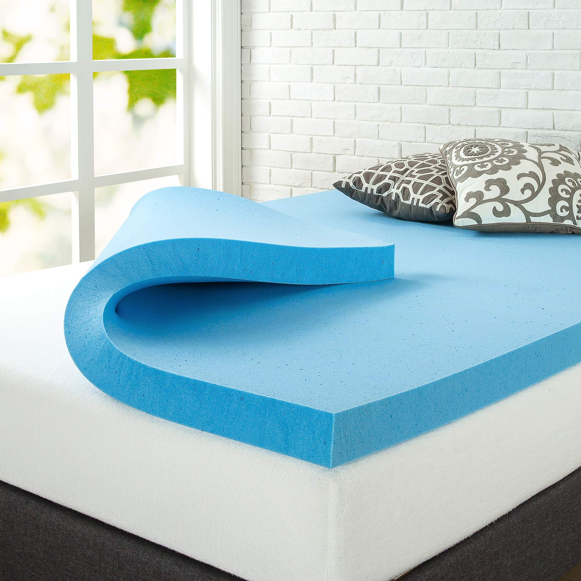 Topper Tấm Tiện Nghi Làm Mềm Nệm Gel Mát Cao Cấp Zinus - Gel Memory Foam Mattress Topper with Cover 160x200*7.5cm