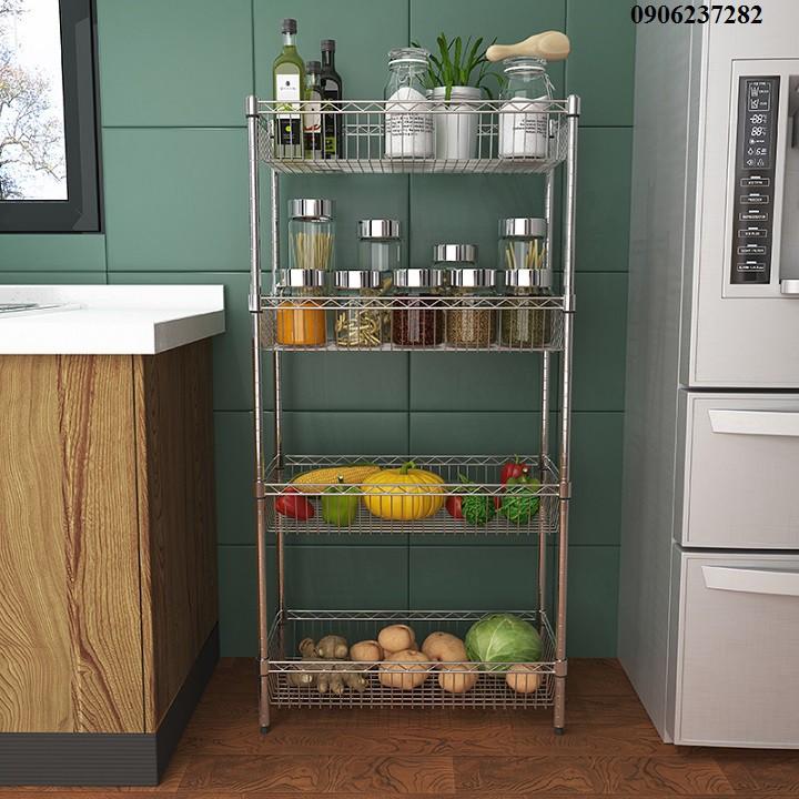 Kệ bếp inox để rau củ 4 tầng, 3 tầng - giá kệ nhà bếp đa năng