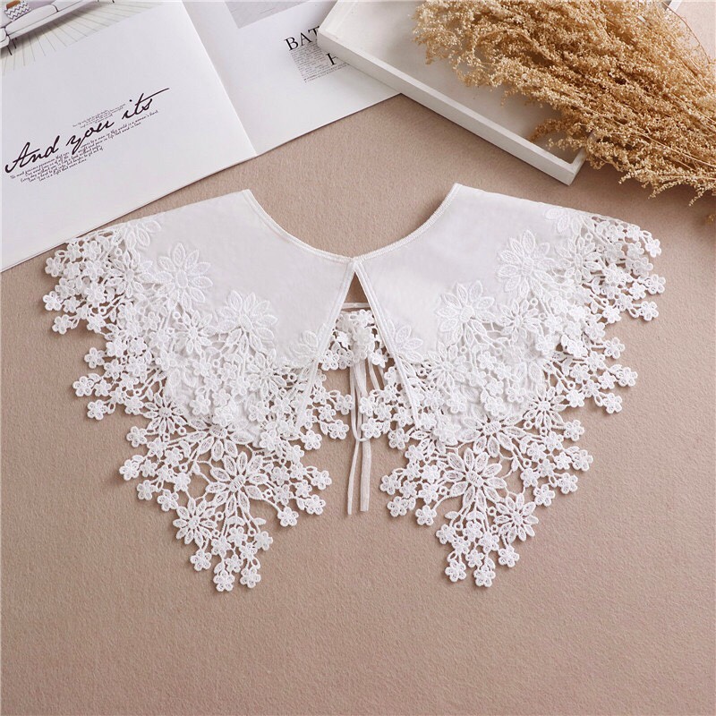 Cổ áo ren tháo rời mặc cùng áo đầm không cổ tạo kiểu cổ áo - Mã CT22