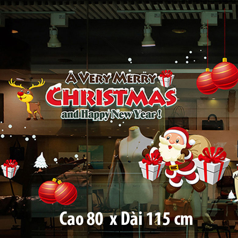 Sticker Decal tráng trí giáng sinh phù hợp trang trí shop, cửa hàng