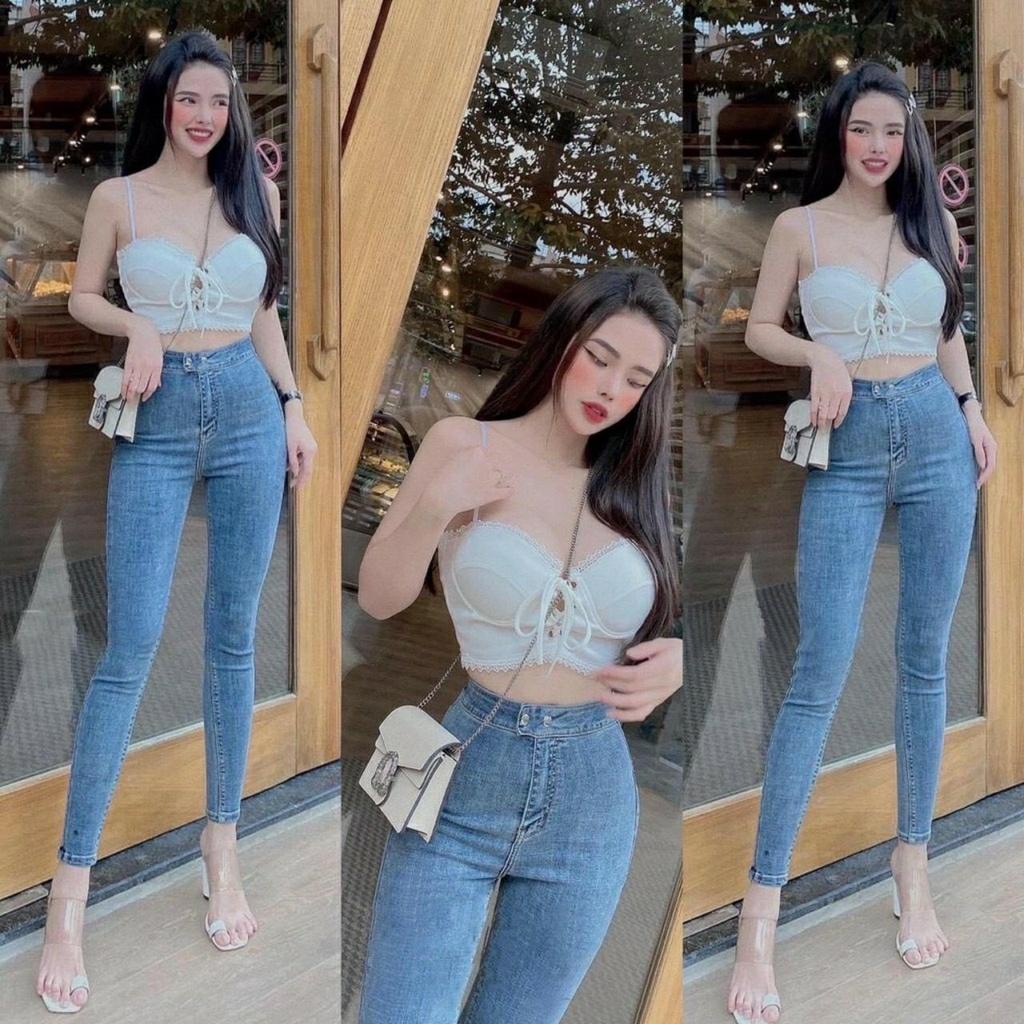 Quần jean ôm skinny lưng cao 2 khuy siêu hack dáng