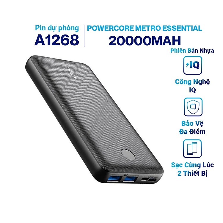 Pin sạc dự phòng ANKER PowerCore Metro Essential 20000mAh - A1268 - Hàng Chính Hãng