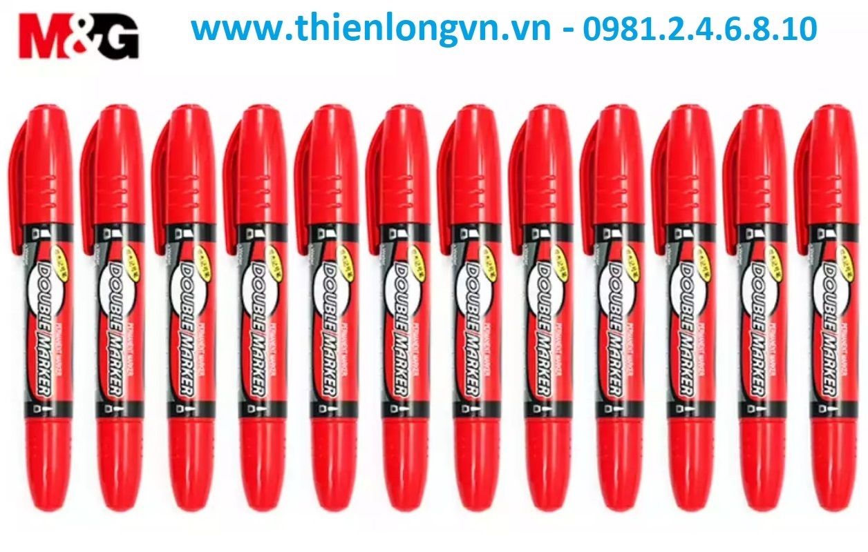 Hộp 12 cây bút lông dầu 2 đầu M&amp;G - 2110 màu đỏ