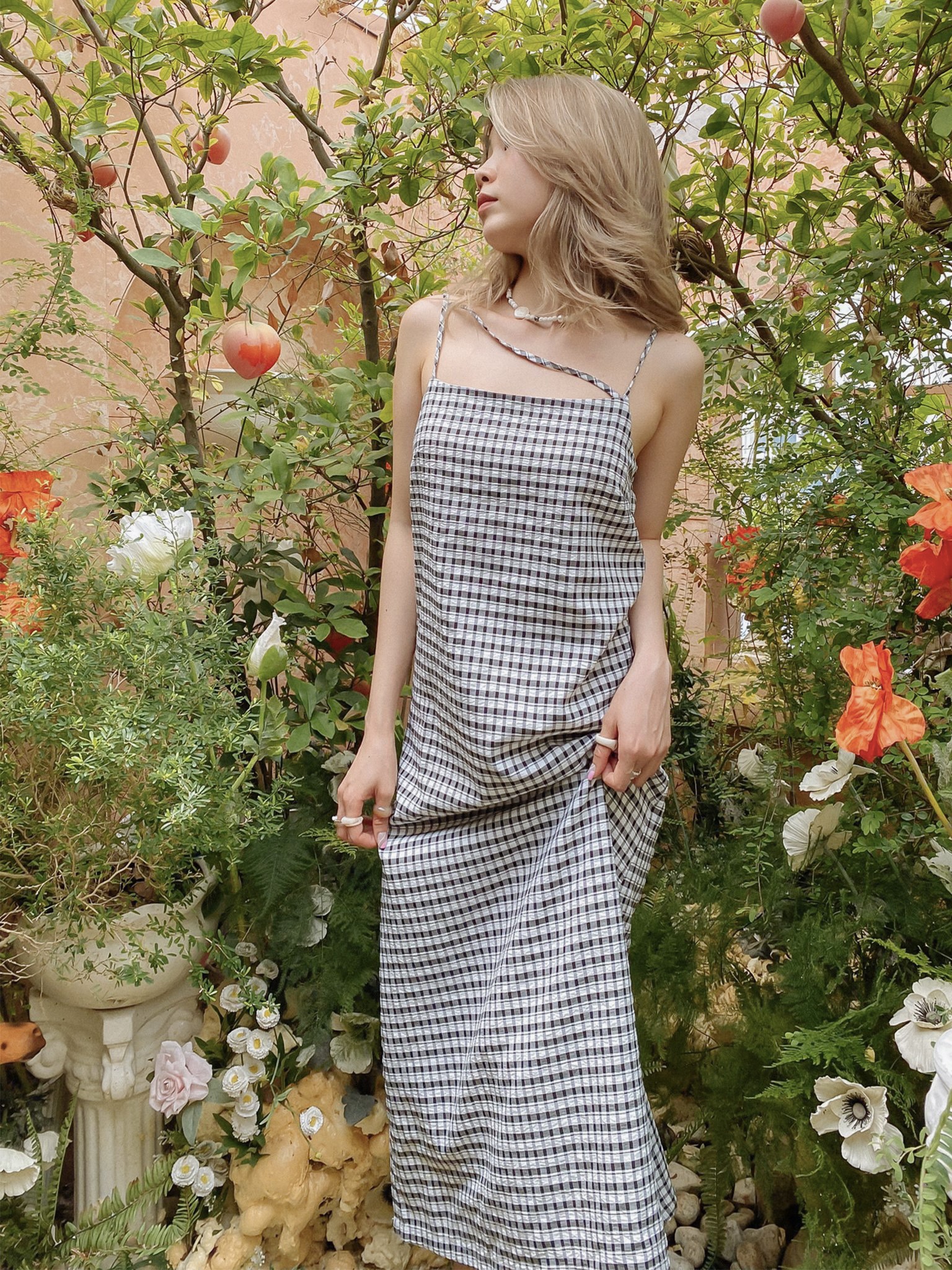 Đầm dài 2 dây caro Wand Dress Gem Clothing SP060603