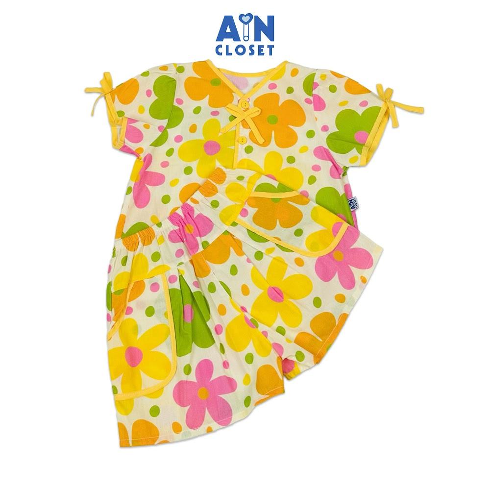 Bộ quần áo Ngắn bé gái hoạ tiết Hoa Vàng Cotton - AICDBG15KB8V - AIN Closet