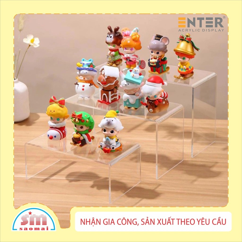Kệ livestream, Kệ mica chữ U trong suốt để đồ đa năng, Kệ trưng bày mica 3 mặt uốn Enter TB131 200x80x80mm mica dày 3mm (20)