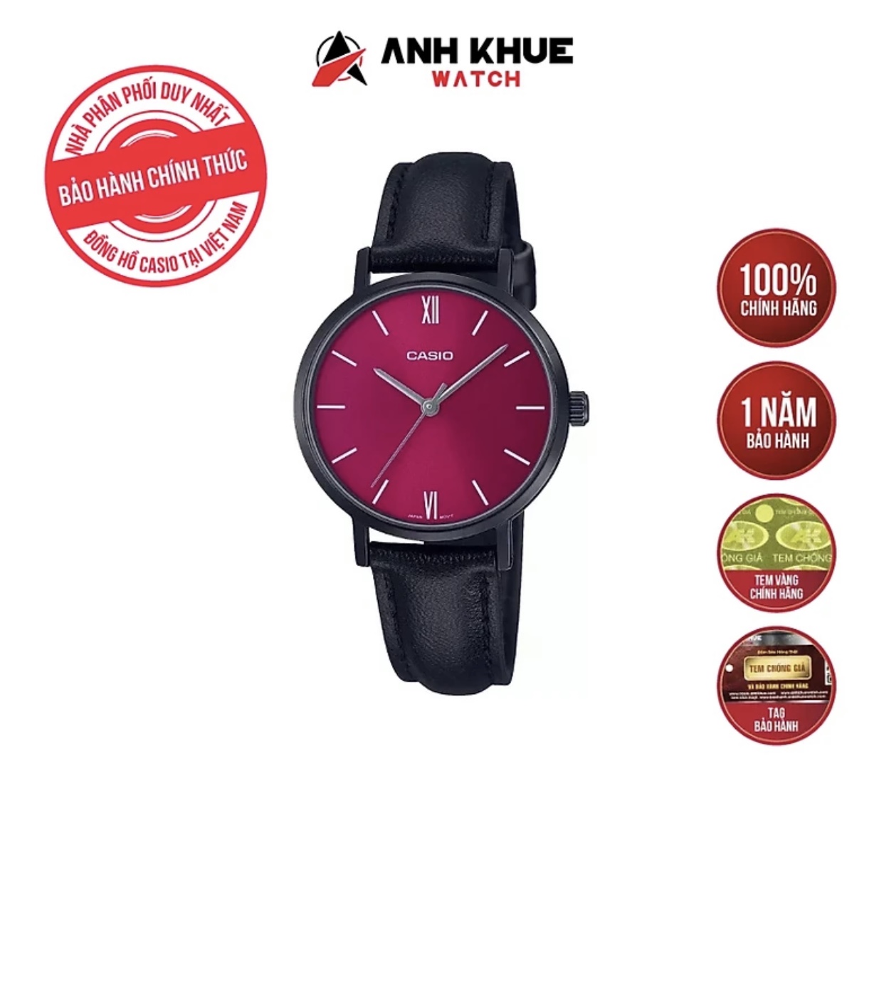 Đồng hồ Casio nữ dây da LTP-VT02BL-4AUDF