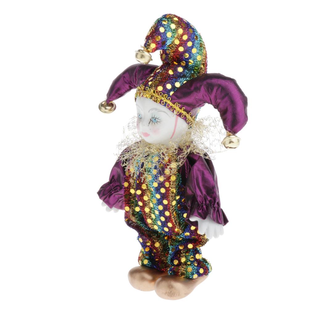 16cm Triangel Doll Standing Clown Doll Clown Figure Porcelain Jester Doll with Outfits for Kids Children Christmas Gift