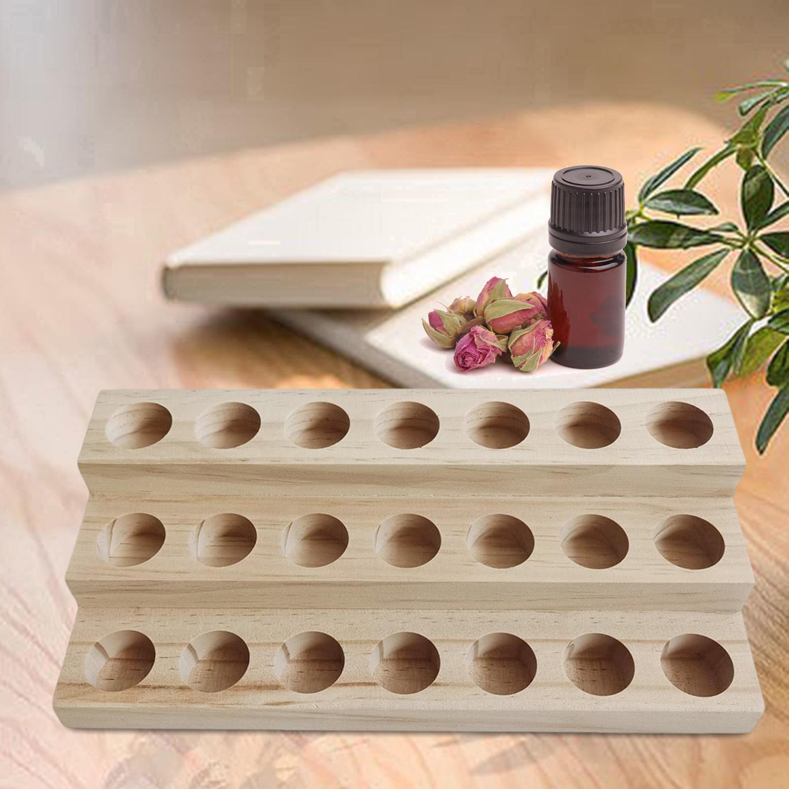 21 Slots Wooden Essential Oil Storage Rack 3 Tier Tray Case Container Display Holder for 10ml Bottles Nail Tabletop Cosmetics Store