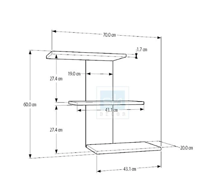 Kệ Gỗ Trang Trí Treo Tường Tundo CTKT512 KT 70 x 60 x 21.7cm