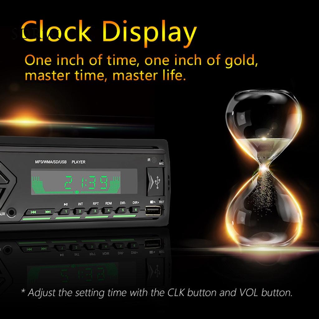 *QCDZ* 12V Universal 7 Colors Light FM Radio Player Portable Dual Bluetooth Handsfree Stereo USB MP3 Music Player for Car Center Control Modification