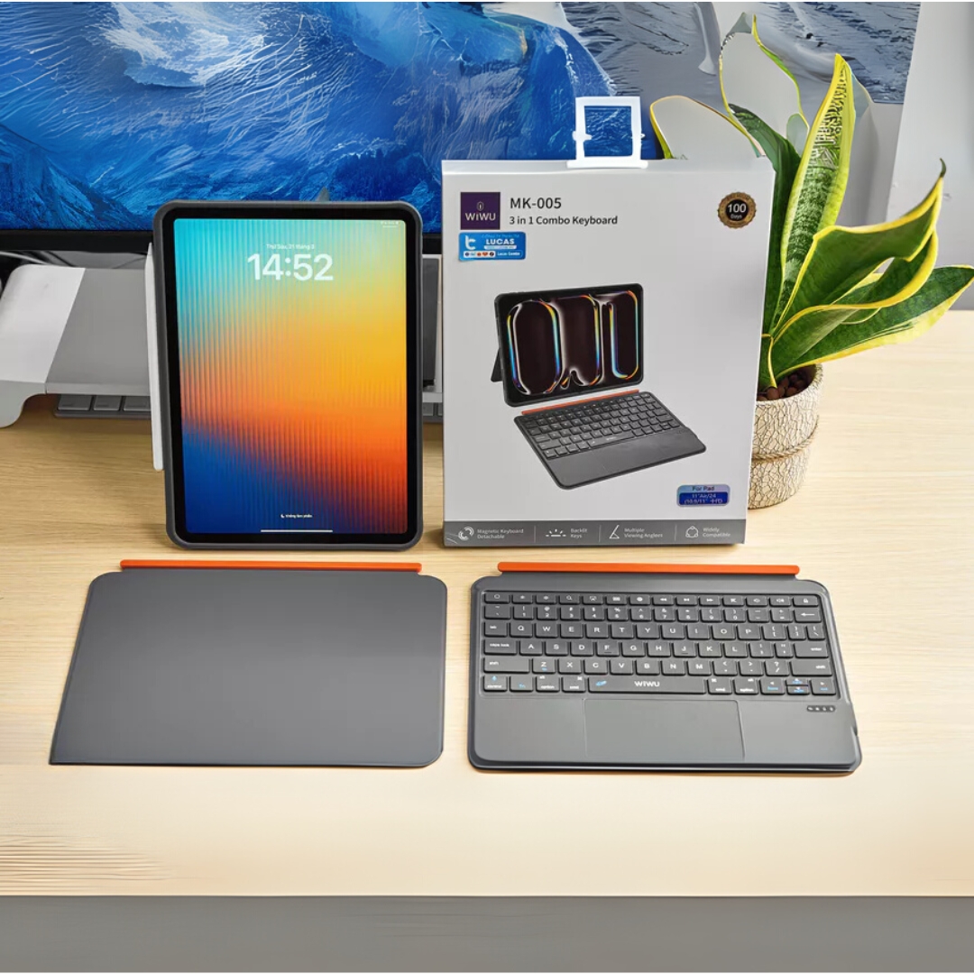 Case bao da bàn phím bluetooth V5.3 tích hợp trackpad / touchpad hiệu WIWU WM005 cho iPad Pro 11 13 inch M4 Pro 11 2020/21/22 Air 4/5/6/7 Gen 7 8 9 10.2 inch 10.5 inch - Bàn phím từ tính nam châm tháo rời, tích hợp giá đỡ - Hàng nhập khẩu