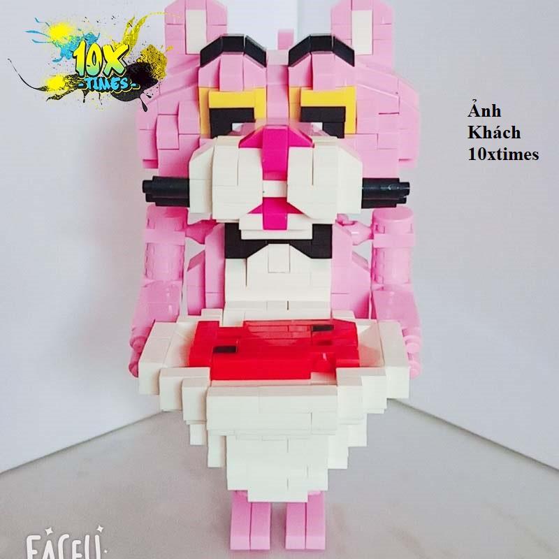 Đồ chơi Lego 3D báo hồng dễ thương có khớp tay mô hình lắp ráp pink panther quà tặng sinh nhật, quà tặng bạn trai bạn gái