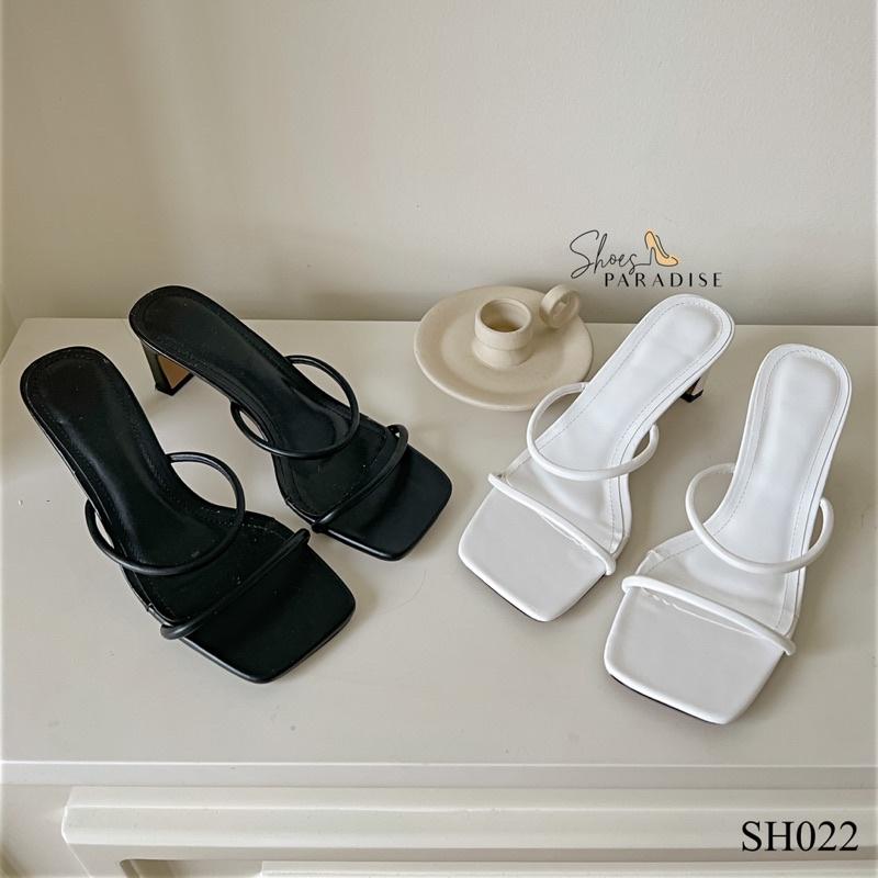 Giày nữ đẹp gót vuông giày mũi vuông cao gót guốc nữ guôc nữ quai ngang SHOES PARADISE SH022