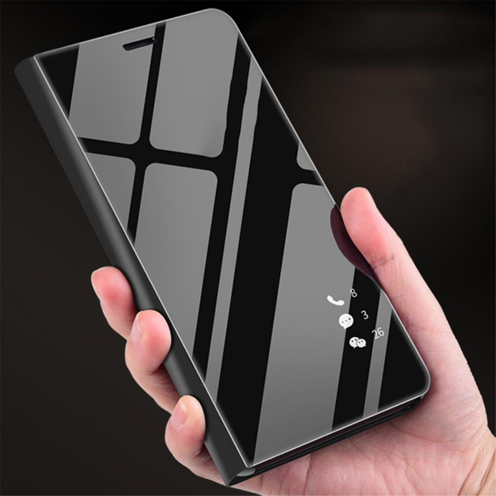 Smart Phone Slim Clear Mirror Plating Flip Case Protection with Stand, Compatible for Apple iPhone X