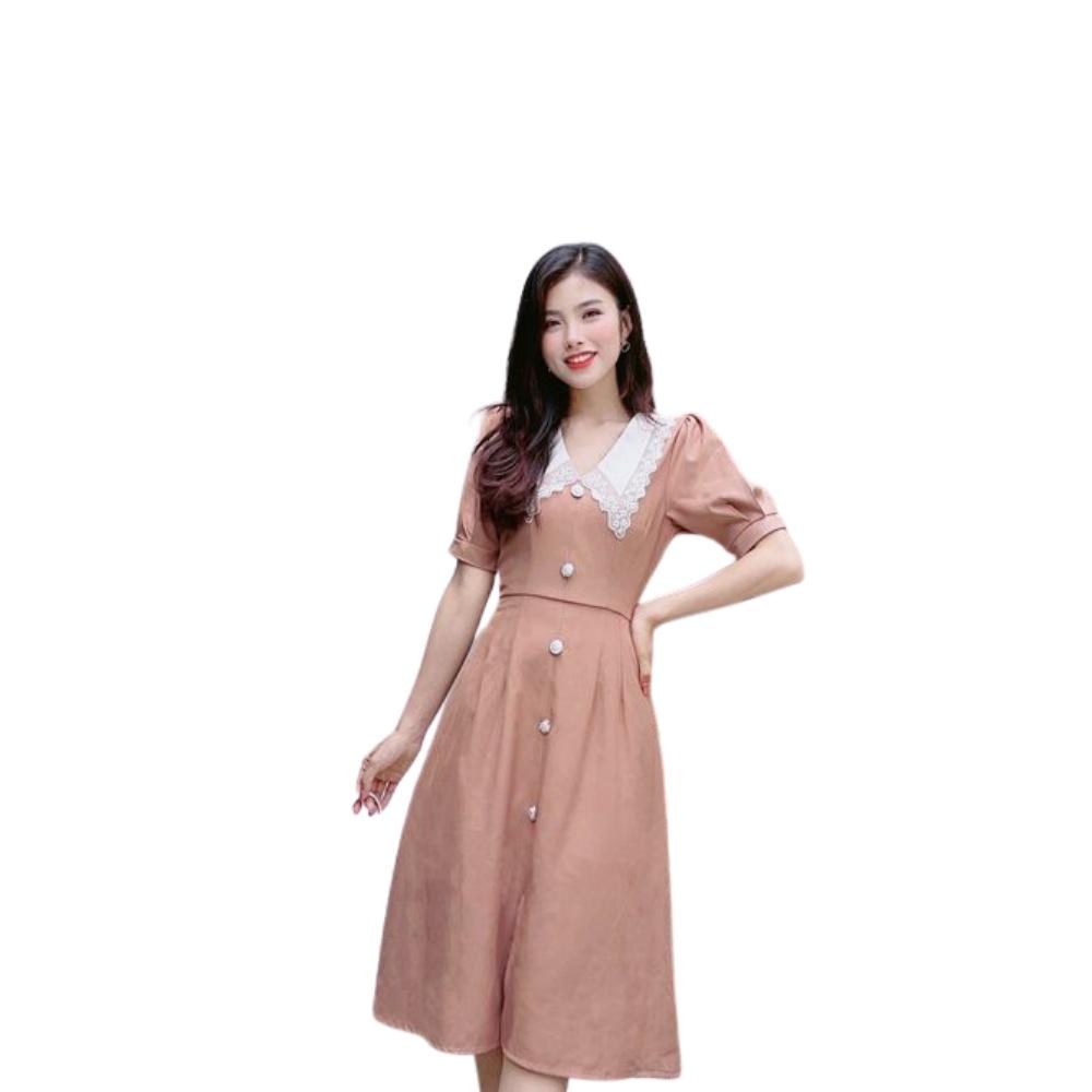 Đầm Váy Nữ Nhấn Nút Phối Cổ Xinh Xắn - QA00168