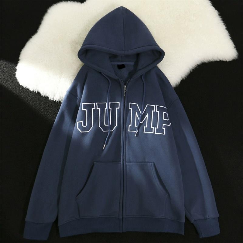 Áo Khoác Hoodie Kéo Khoá In Chữ JUMP Unisex Jacket From Rộng Chất Nỉ Ngoại nam nữ mặc cực chất
